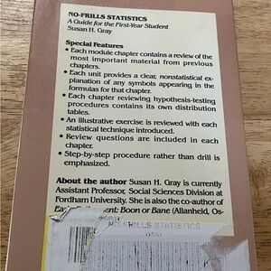 No-Frills Statistics Book. A Guide for the First-Year Student- Susan H Gray